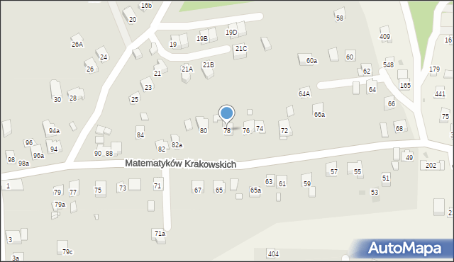 Kraków, Matematyków Krakowskich, 78, mapa Krakowa