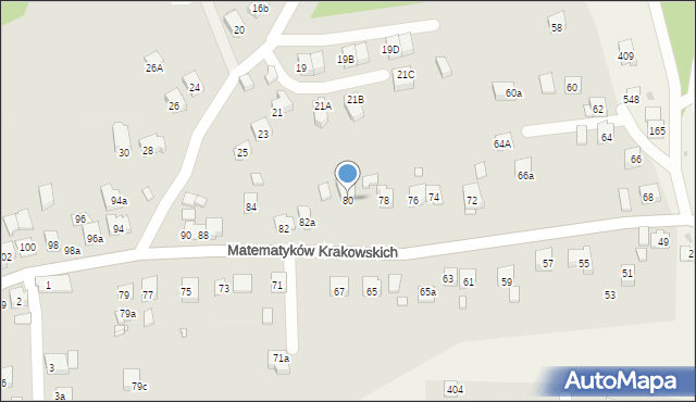 Kraków, Matematyków Krakowskich, 80, mapa Krakowa