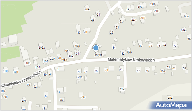 Kraków, Matematyków Krakowskich, 90, mapa Krakowa