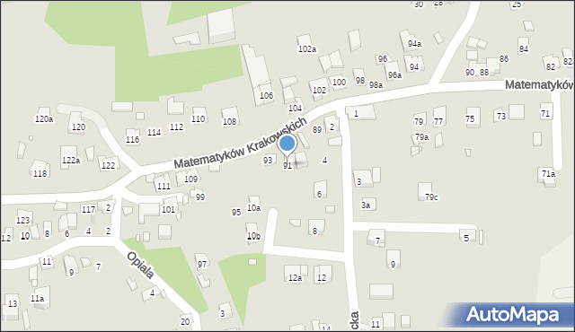Kraków, Matematyków Krakowskich, 91, mapa Krakowa