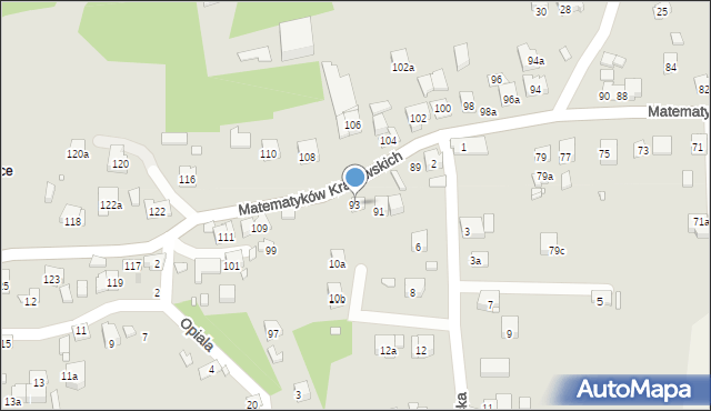 Kraków, Matematyków Krakowskich, 93, mapa Krakowa