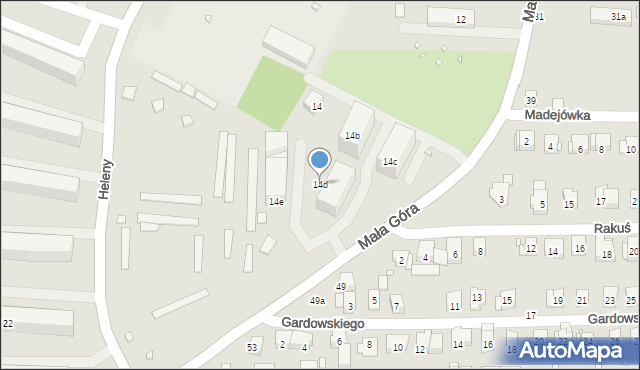 Kraków, Mała Góra, 14d, mapa Krakowa