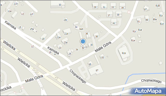 Kraków, Mała Góra, 32, mapa Krakowa