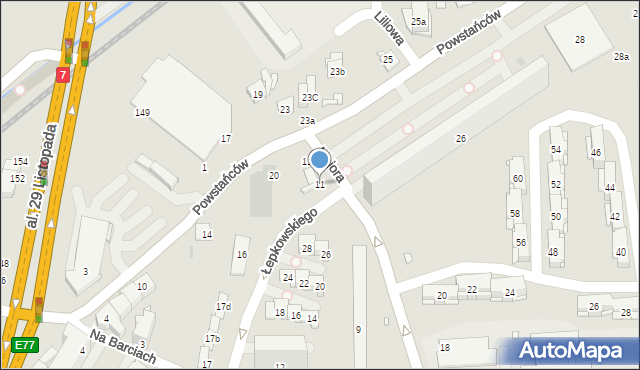 Kraków, Majora Jakuba, 11, mapa Krakowa