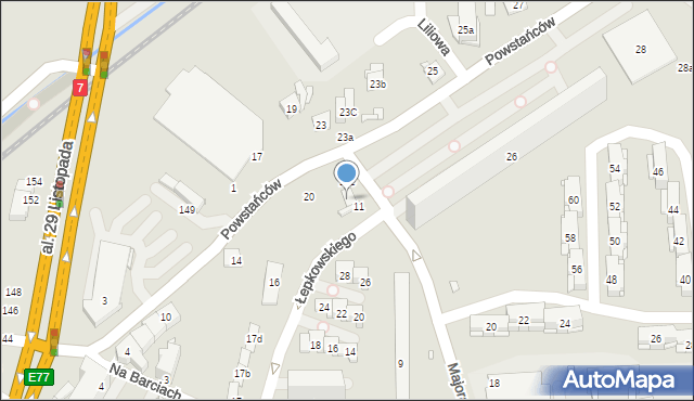 Kraków, Majora Jakuba, 11b, mapa Krakowa