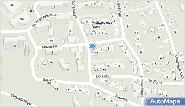 Kraków, Mazanka Stefana, ks., 11, mapa Krakowa