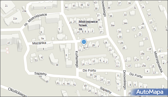 Kraków, Mazanka Stefana, ks., 9, mapa Krakowa