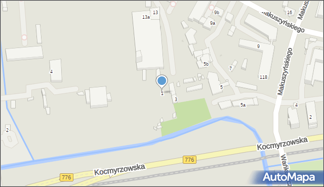 Kraków, Makuszyńskiego Kornela, 1, mapa Krakowa