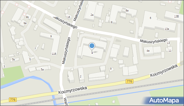 Kraków, Makuszyńskiego Kornela, 4, mapa Krakowa