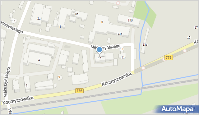 Kraków, Makuszyńskiego Kornela, 4a, mapa Krakowa