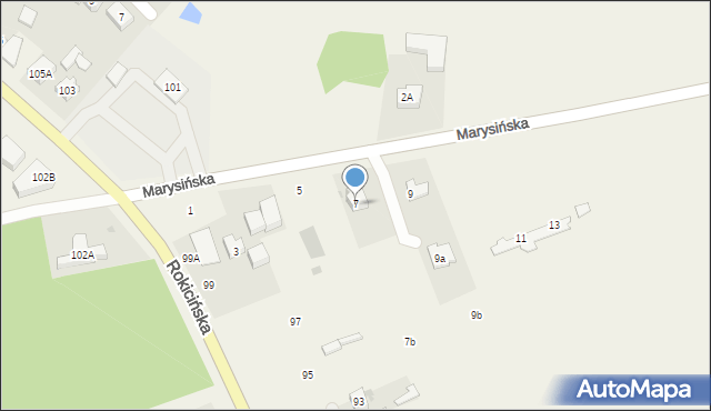 Kraszew, Marysińska, 7, mapa Kraszew