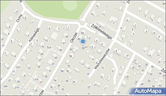 Krosno, Mazurkiewiczów Augusta i Dionizego, 2A, mapa Krosna