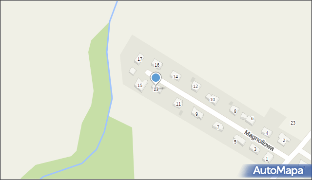 Księginice, Magnoliowa, 13, mapa Księginice