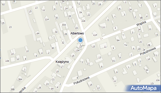 Księżyno, Mazowiecka, 13, mapa Księżyno