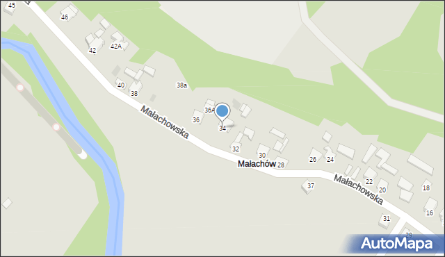 Kunów, Małachowska, 34, mapa Kunów