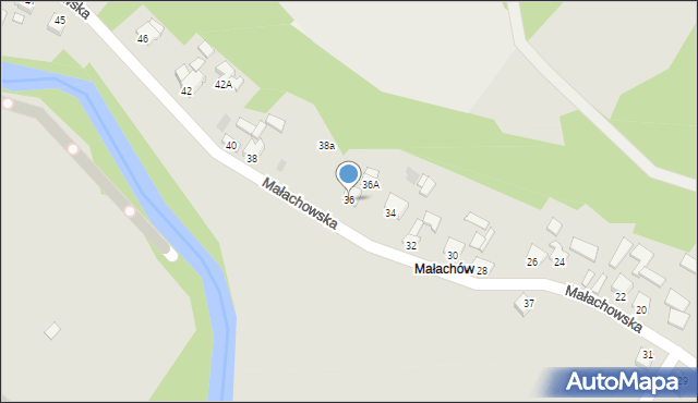 Kunów, Małachowska, 36, mapa Kunów