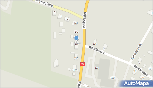 Kwidzyn, Malborska, 139, mapa Kwidzyn