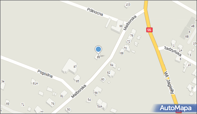 Kwidzyn, Malborska, 89, mapa Kwidzyn