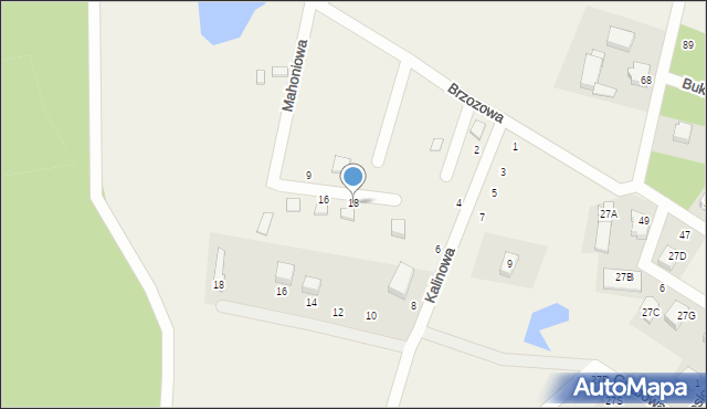 Łapino Kartuskie, Mahoniowa, 18, mapa Łapino Kartuskie