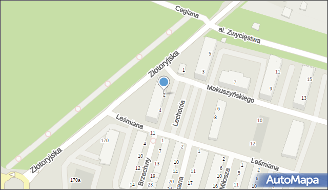 Legnica, Makuszyńskiego Kornela, 2, mapa Legnicy