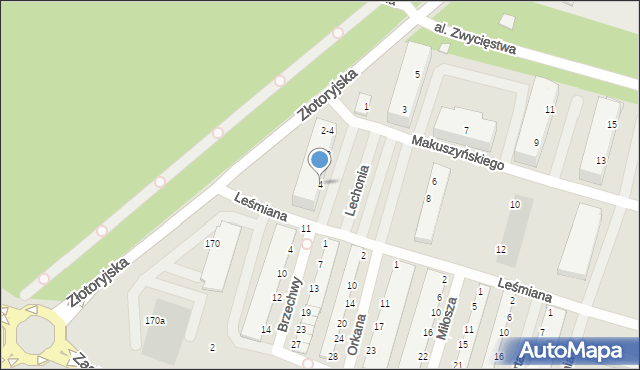 Legnica, Makuszyńskiego Kornela, 4, mapa Legnicy