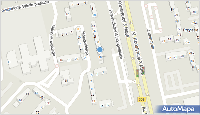 Leszno, Machnikowskiego Sylwestra, 36, mapa Leszno