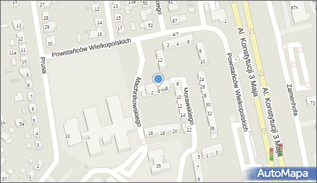Leszno, Machnikowskiego Sylwestra, 4, mapa Leszno