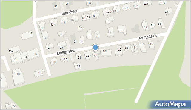 Leszno, Maltańska, 21, mapa Leszno