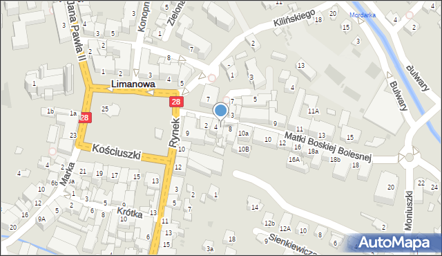 Limanowa, Matki Boskiej Bolesnej, 6, mapa Limanowa