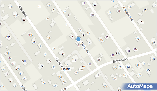 Lipinki, Makowa, 1, mapa Lipinki