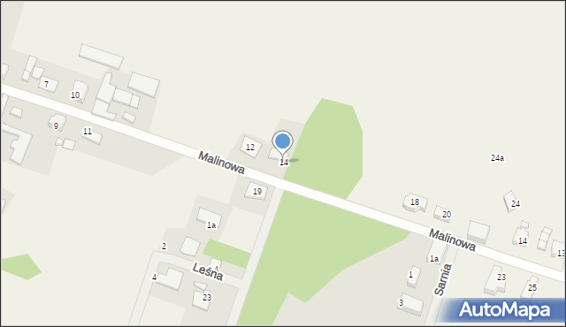 Lisowice, Malinowa, 14, mapa Lisowice