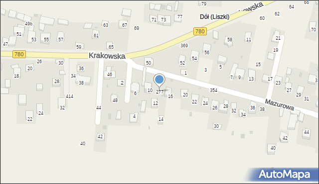 Liszki, Mazurowa, 277, mapa Liszki