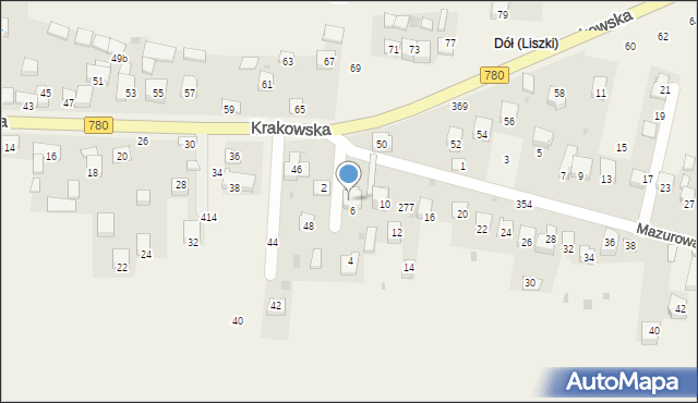 Liszki, Mazurowa, 8, mapa Liszki