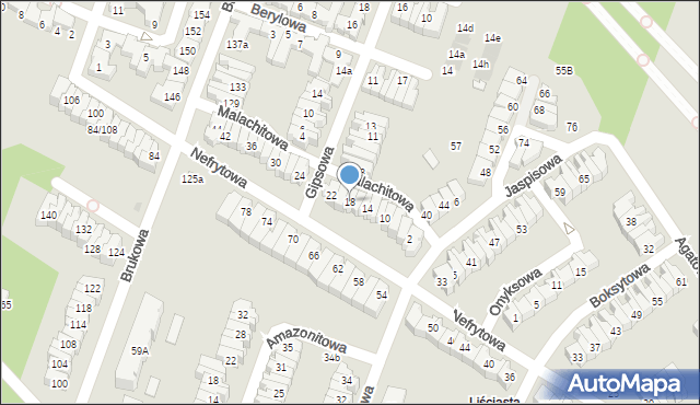 Łódź, Malachitowa, 18, mapa Łodzi