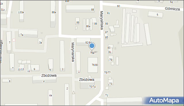 Łódź, Marysińska, 76a, mapa Łodzi