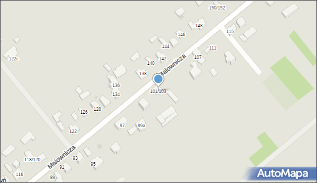 Łódź, Malownicza, 101/103, mapa Łodzi