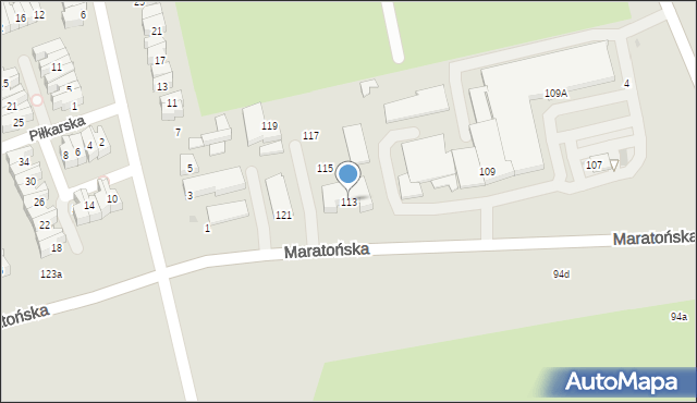 Łódź, Maratońska, 113, mapa Łodzi