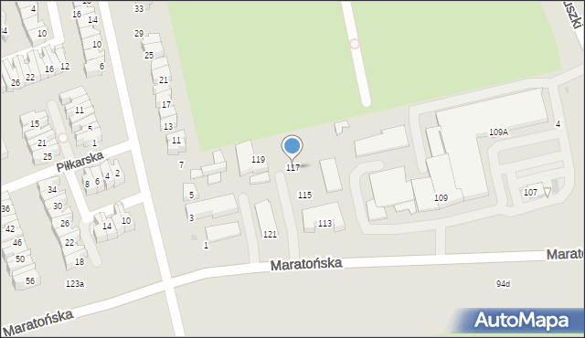 Łódź, Maratońska, 117, mapa Łodzi