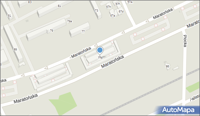 Łódź, Maratońska, 77b, mapa Łodzi