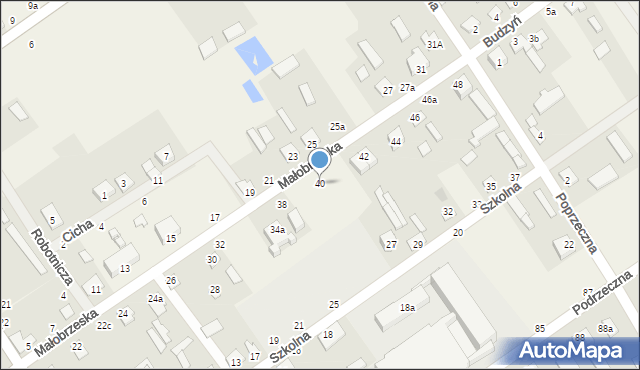 Łomazy, Małobrzeska, 40, mapa Łomazy