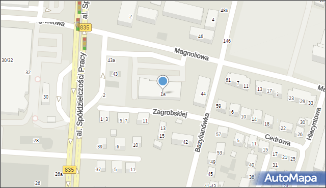 Lublin, Magnoliowa, 1a, mapa Lublina