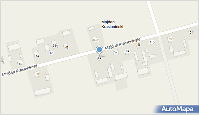 Majdan Krasieniński, Majdan Krasieniński, 62, mapa Majdan Krasieniński