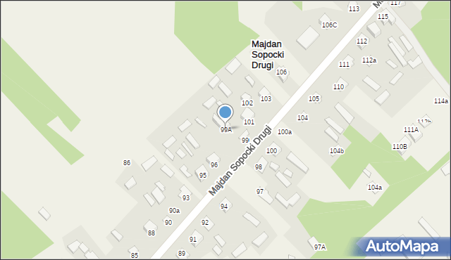 Majdan Sopocki Drugi, Majdan Sopocki Drugi, 99A, mapa Majdan Sopocki Drugi