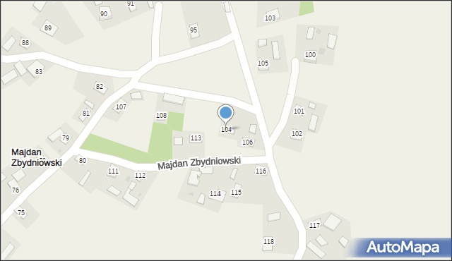 Majdan Zbydniowski, Majdan Zbydniowski, 104, mapa Majdan Zbydniowski