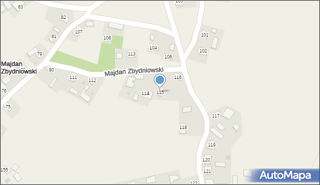 Majdan Zbydniowski, Majdan Zbydniowski, 115, mapa Majdan Zbydniowski