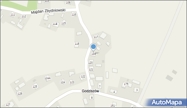 Majdan Zbydniowski, Majdan Zbydniowski, 119, mapa Majdan Zbydniowski