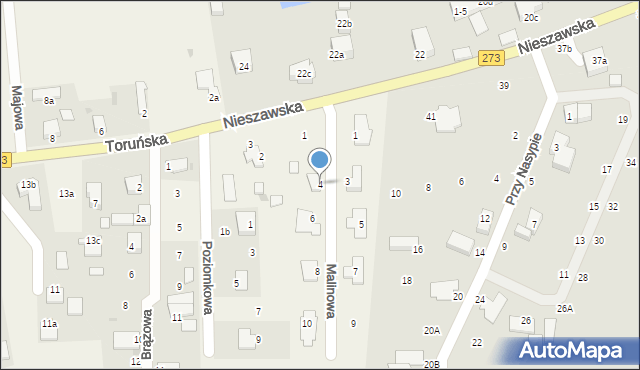 Mała Nieszawka, Malinowa, 4, mapa Mała Nieszawka