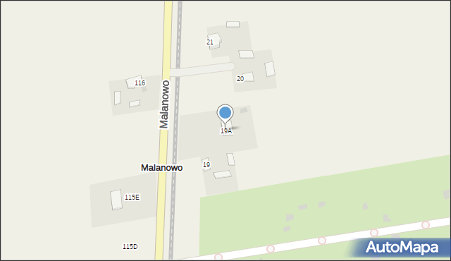 Malanowo, Malanowo, 19A, mapa Malanowo