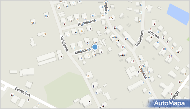 Malbork, Malinowa, 6, mapa Malborka