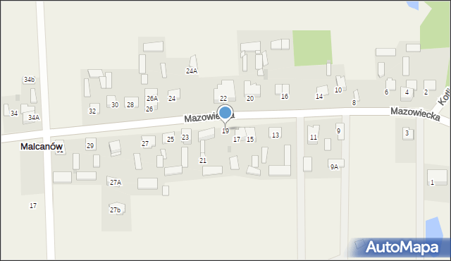 Malcanów, Mazowiecka, 19, mapa Malcanów